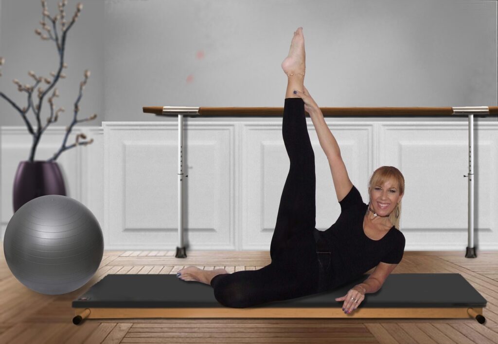 A woman performing pilates